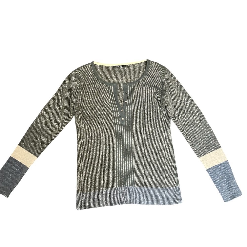 Kookai Blue Metallic Crew Neck Sweater